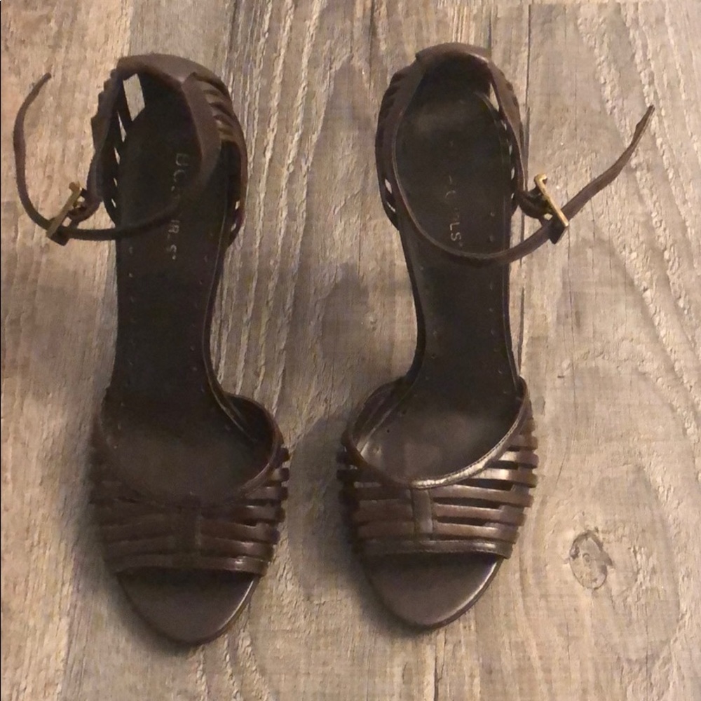 BCBGirls brown leather strappy heels